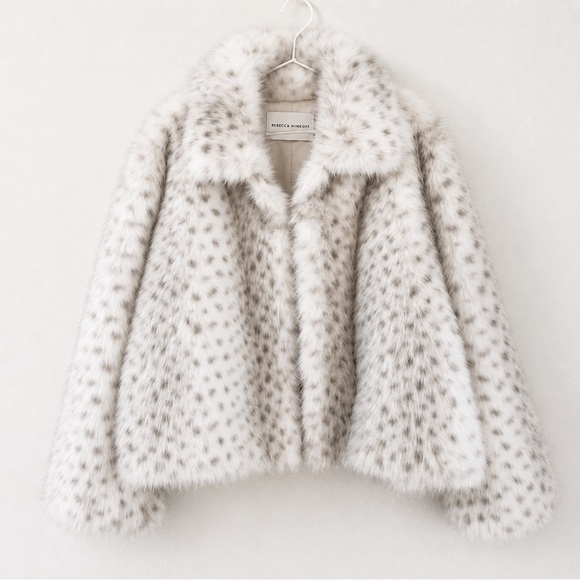 Michael Kors Jackets & Blazers - REBECCA MINKOFF Snow Leopard Cropped Shirt Collar Faux Fur Jacket